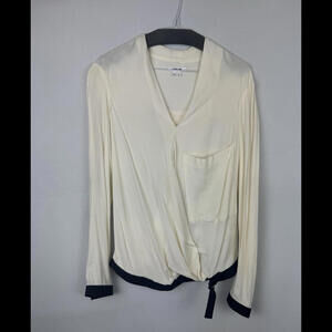 Helmut Lang Wrap Buckle Hem Blouse Ivory Size M